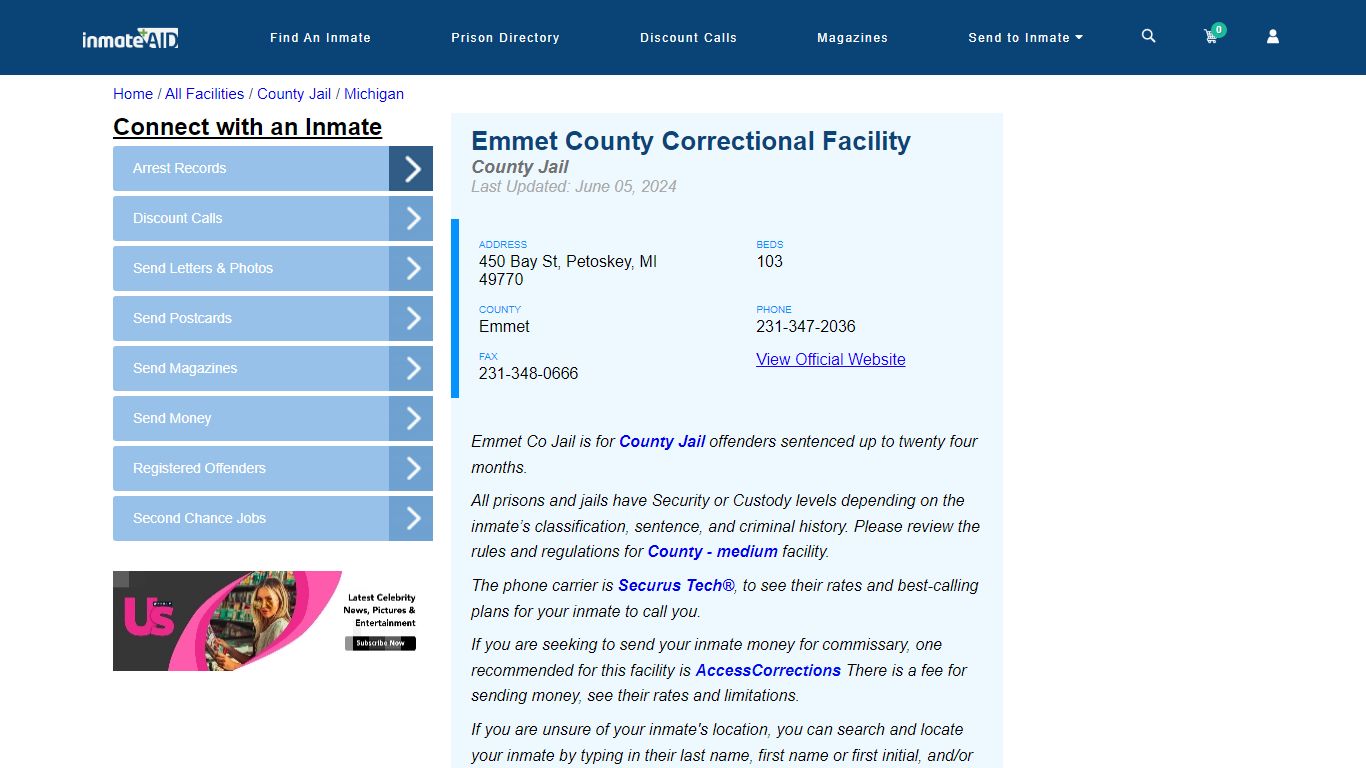 Emmet County Correctional Facility - Inmate Locator