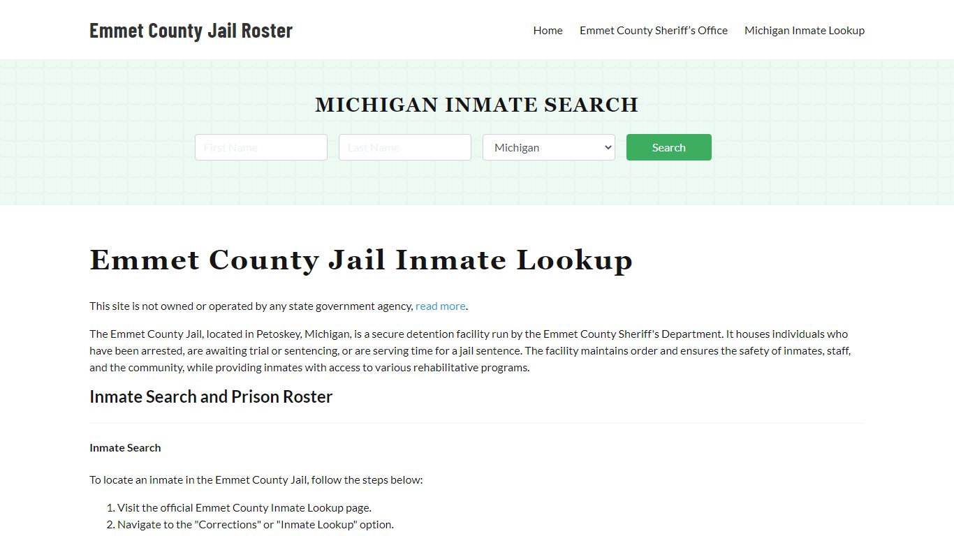 Emmet County Jail Roster Lookup, MI, Inmate Search